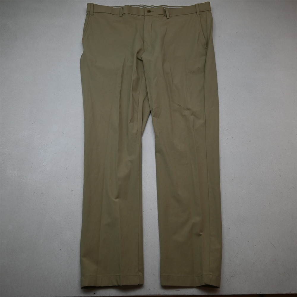 Michael Kors 40x32 Khaki Stretch Flat Front Straight Dress Mens Pants